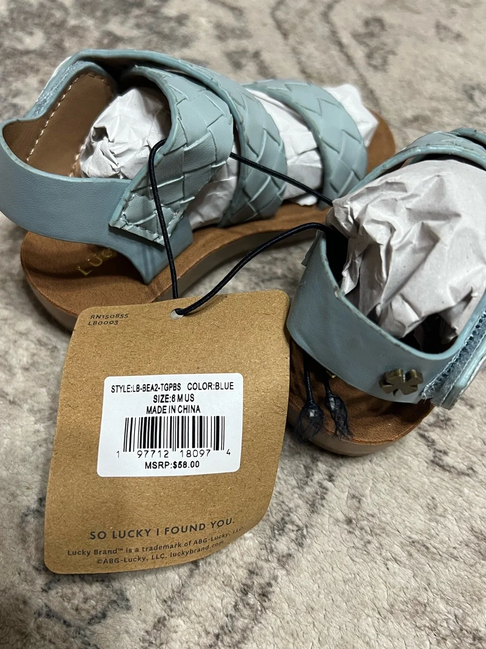 Lucky Brand Light Blue Woven Strappy Flat Sandals & Grace sandals in sage green